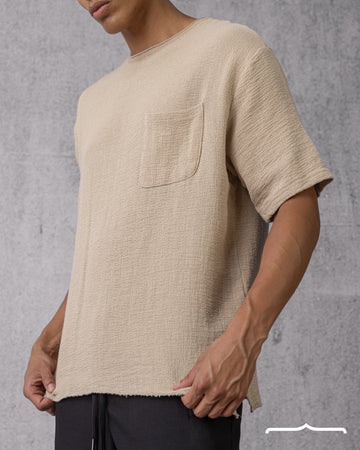 Textured T-shirt in Beige volume 2