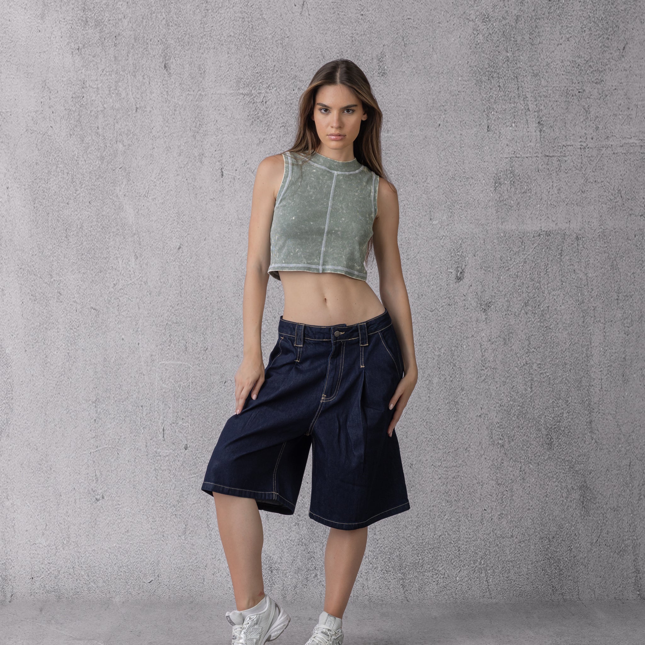 Washed Basic Crop top Mint Green