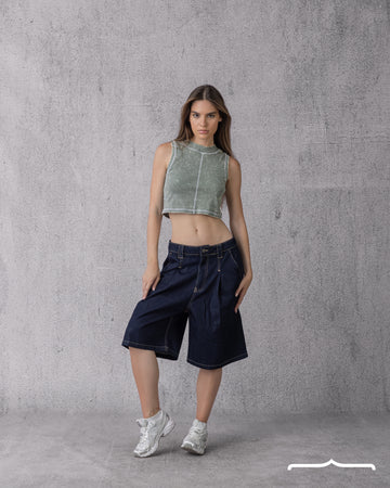 Washed Basic Crop top Mint Green