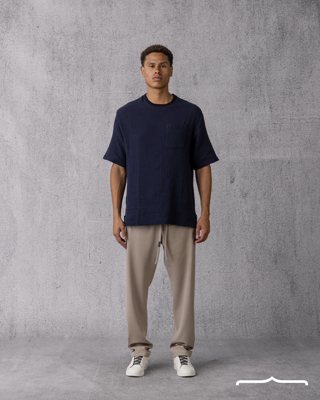 Textured T-shirt in Navy Blue Volume 2