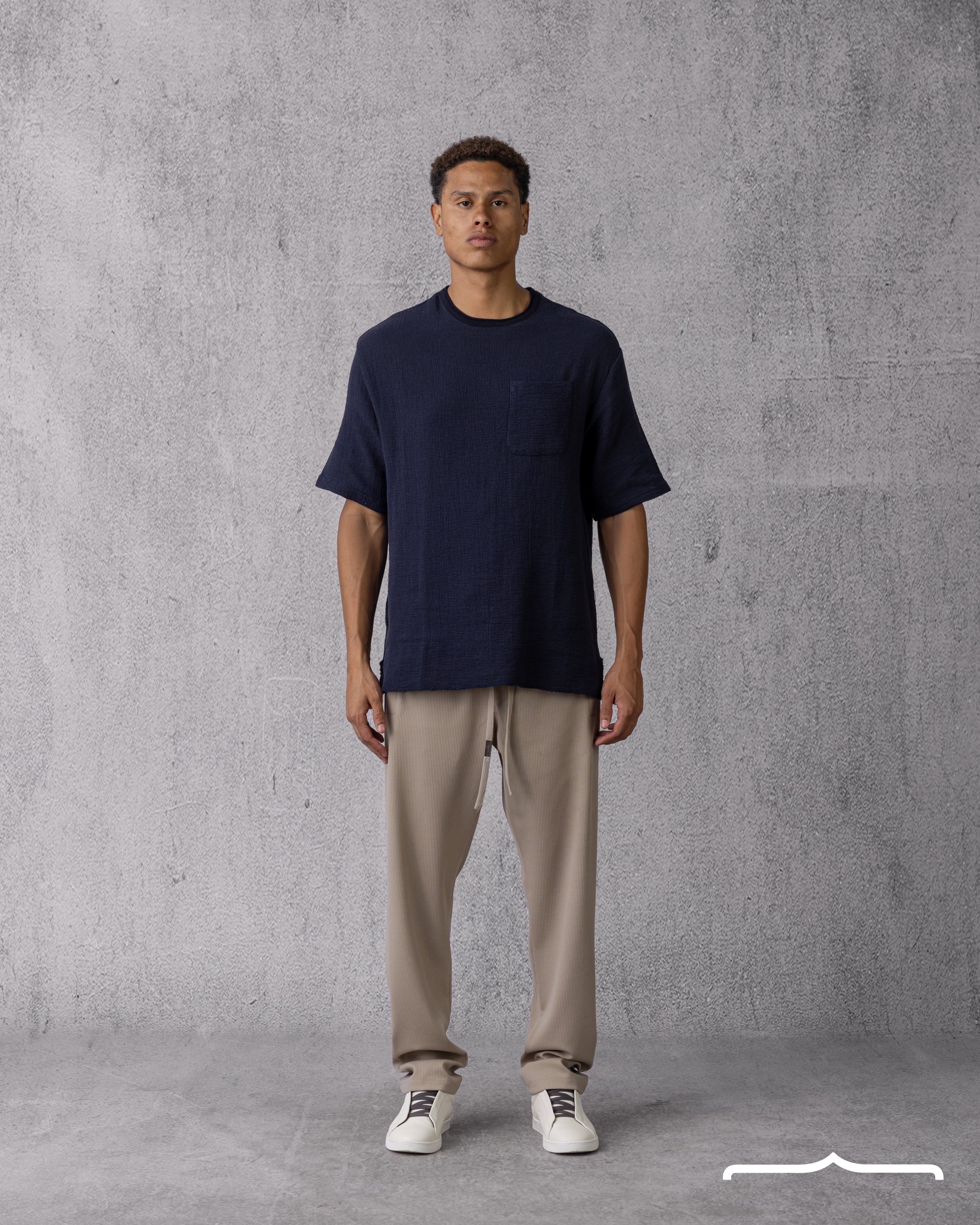 Textured T-shirt in Navy Blue Volume 2