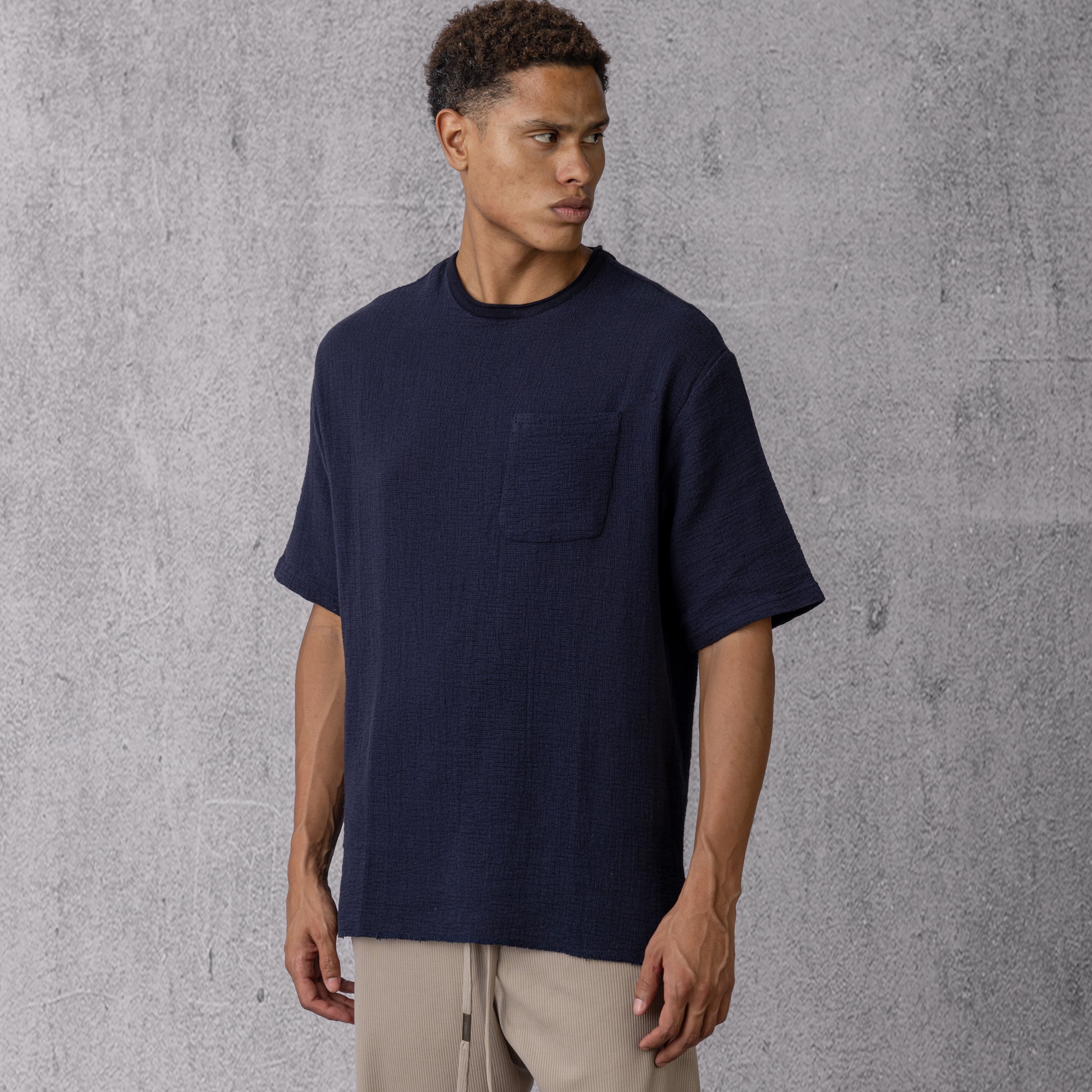 Textured T-shirt in Navy Blue Volume 2
