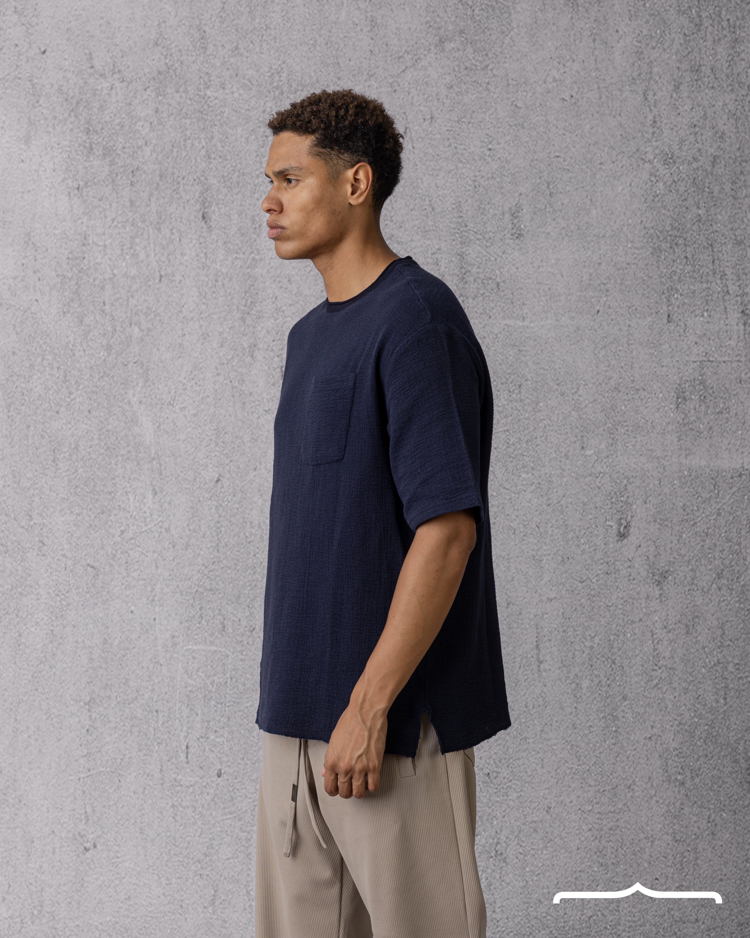 Textured T-shirt in Navy Blue Volume 2