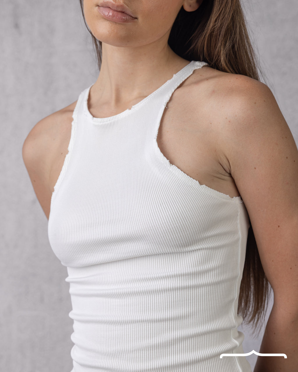 Ripped halter neck in White