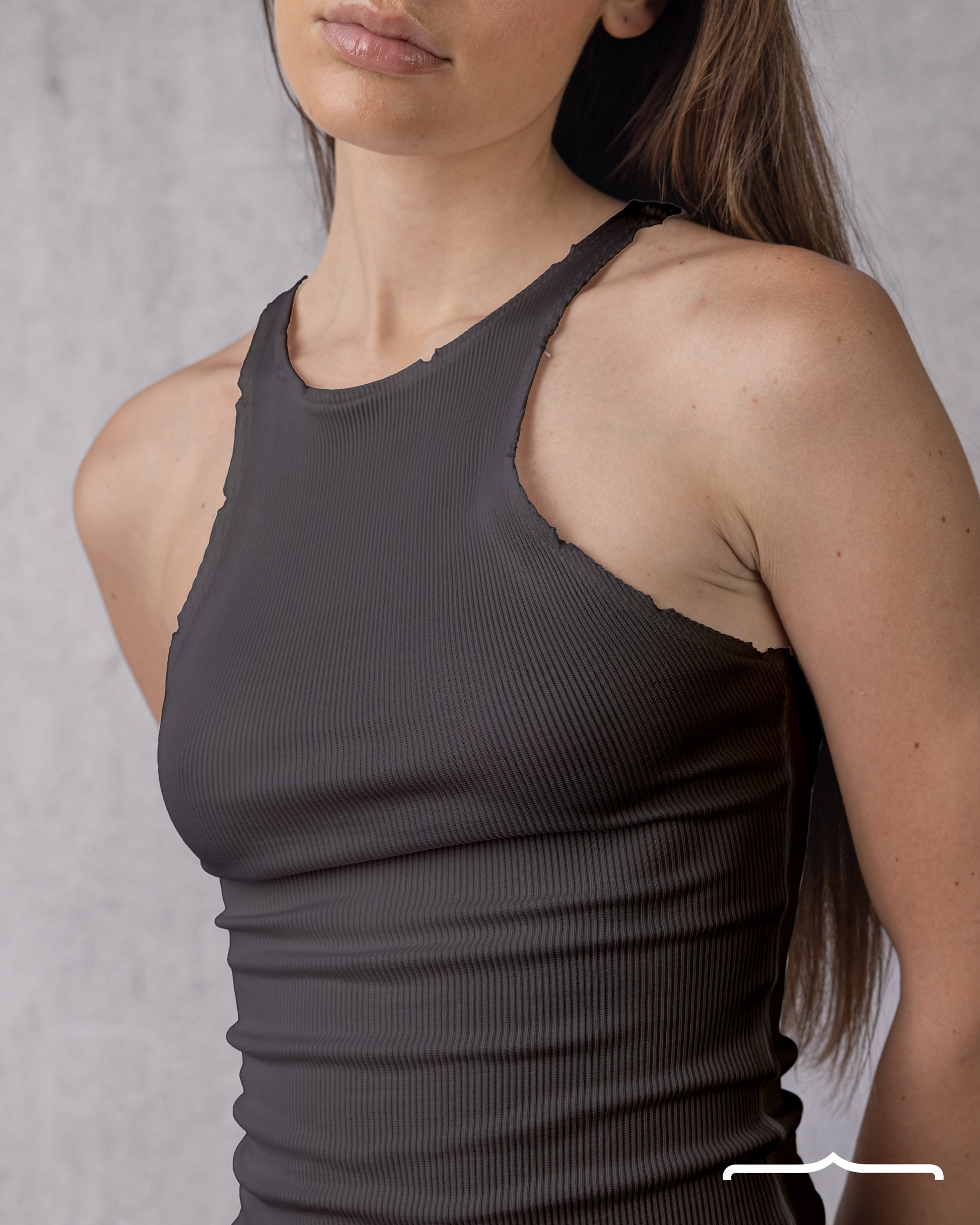 Ripped halter neck in Washed Grey