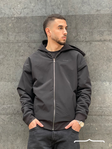 Double face Jacket x Hoodie in Black