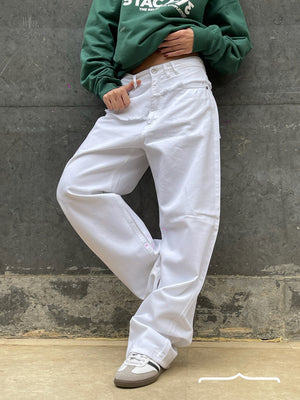 Layered denim in White