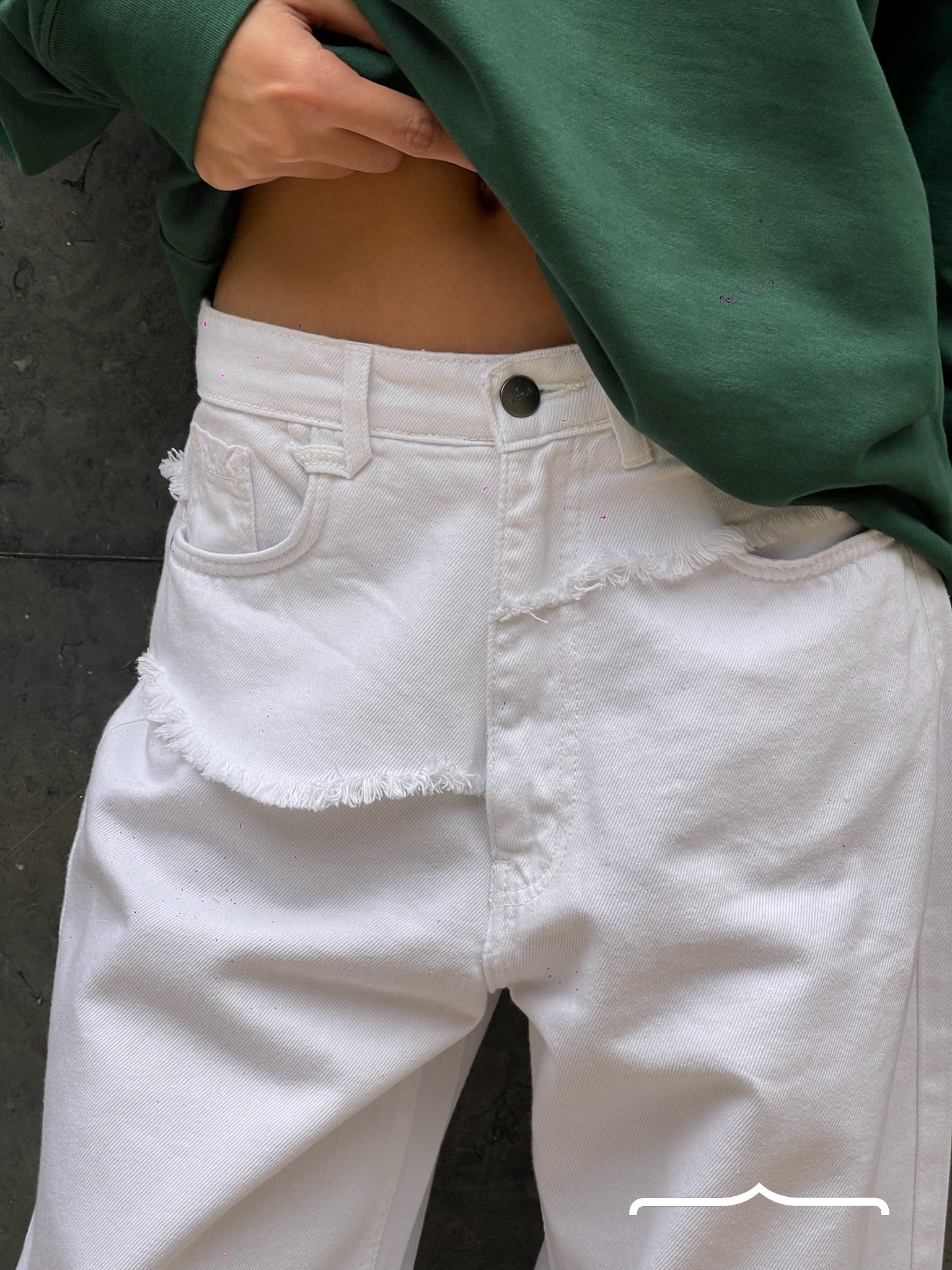 Layered denim in White