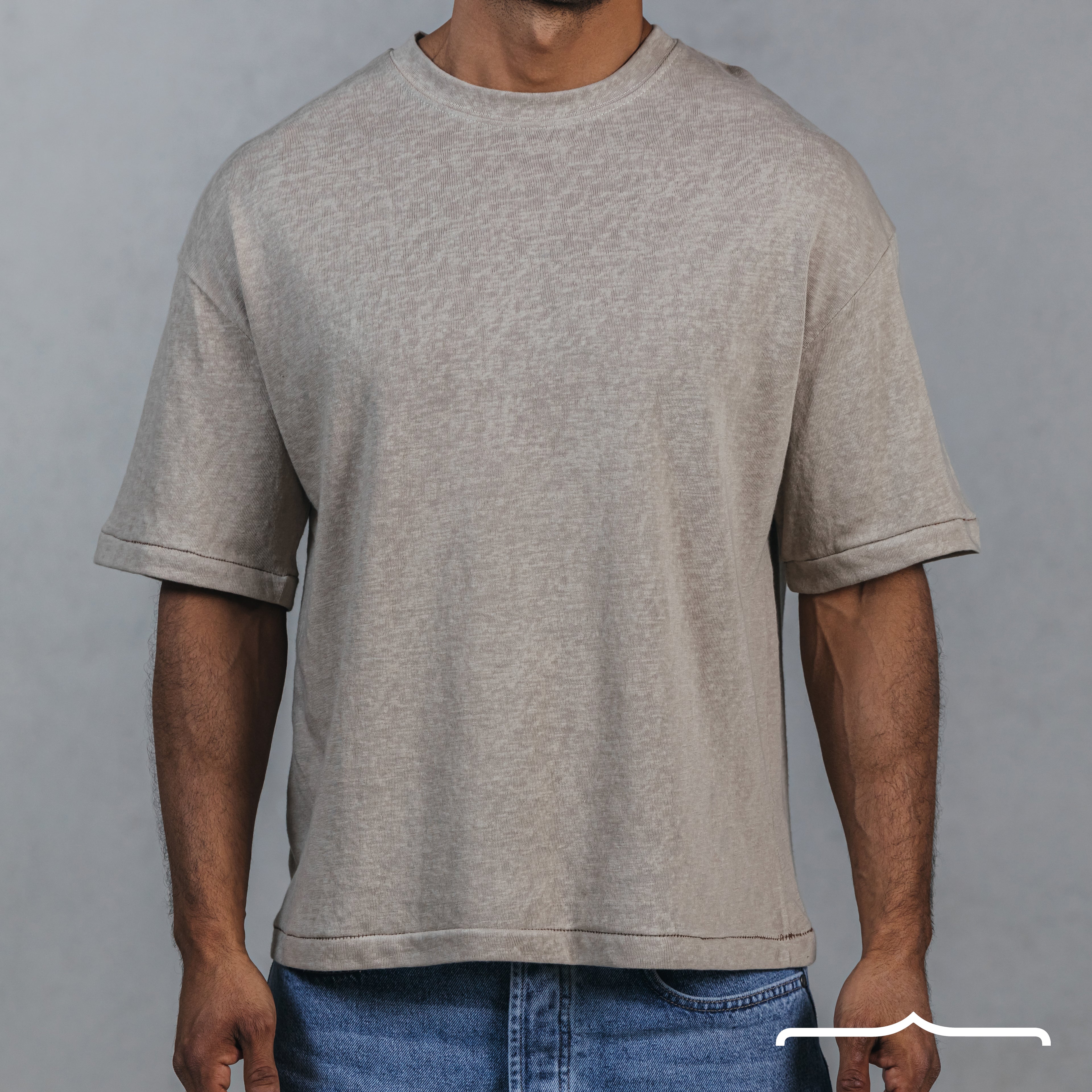 Boxy Fit Oversized Knitwear T-Shirt in Beige