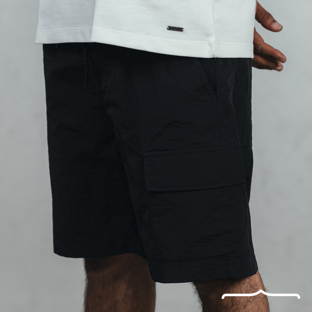 One Side Pocket Short in Black