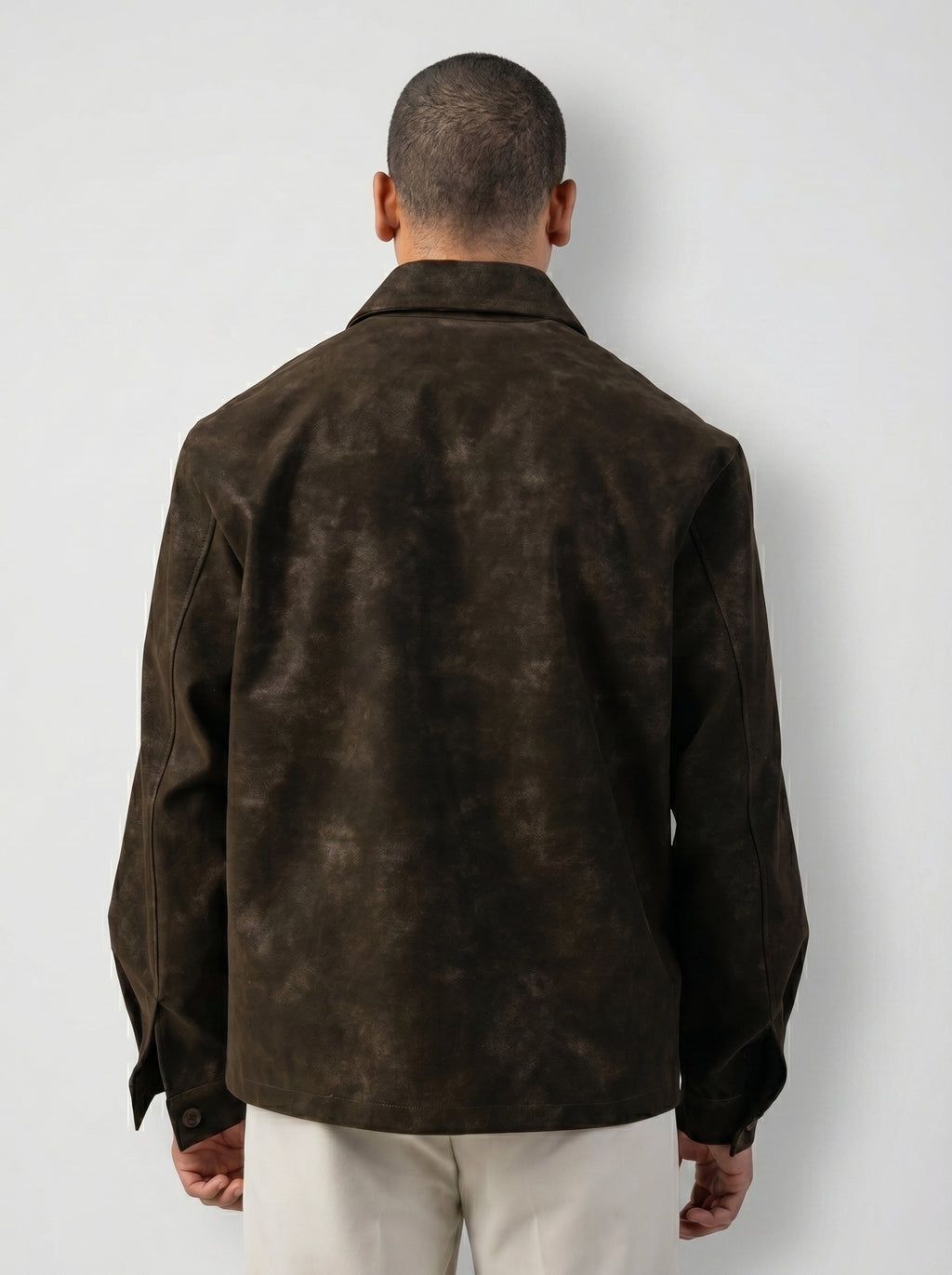 Statement Genuine Suede Jacket in Brown