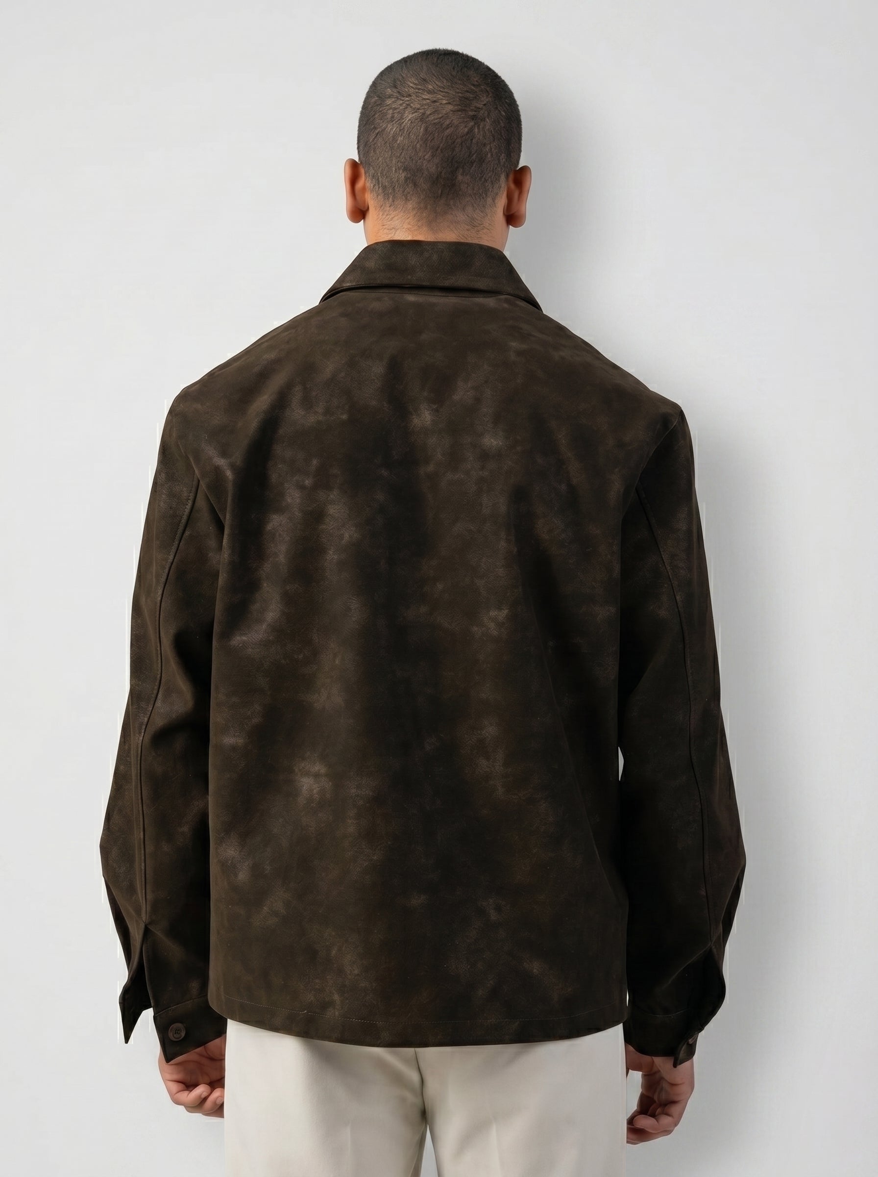 Statement Genuine Suede Jacket in Brown