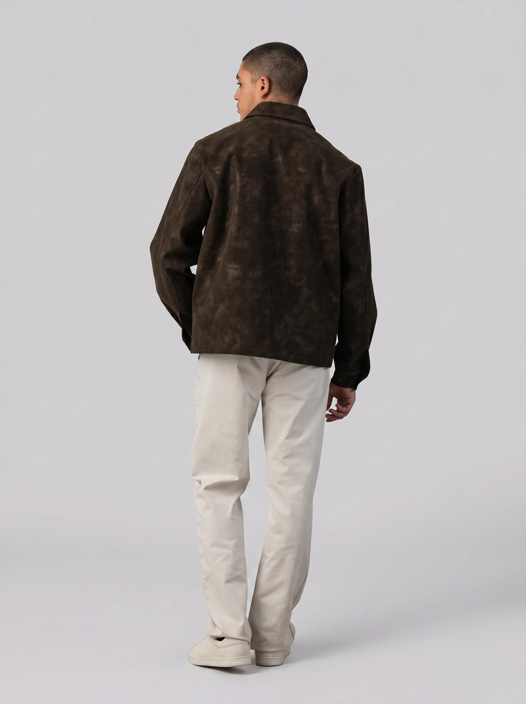 Statement Genuine Suede Jacket in Brown