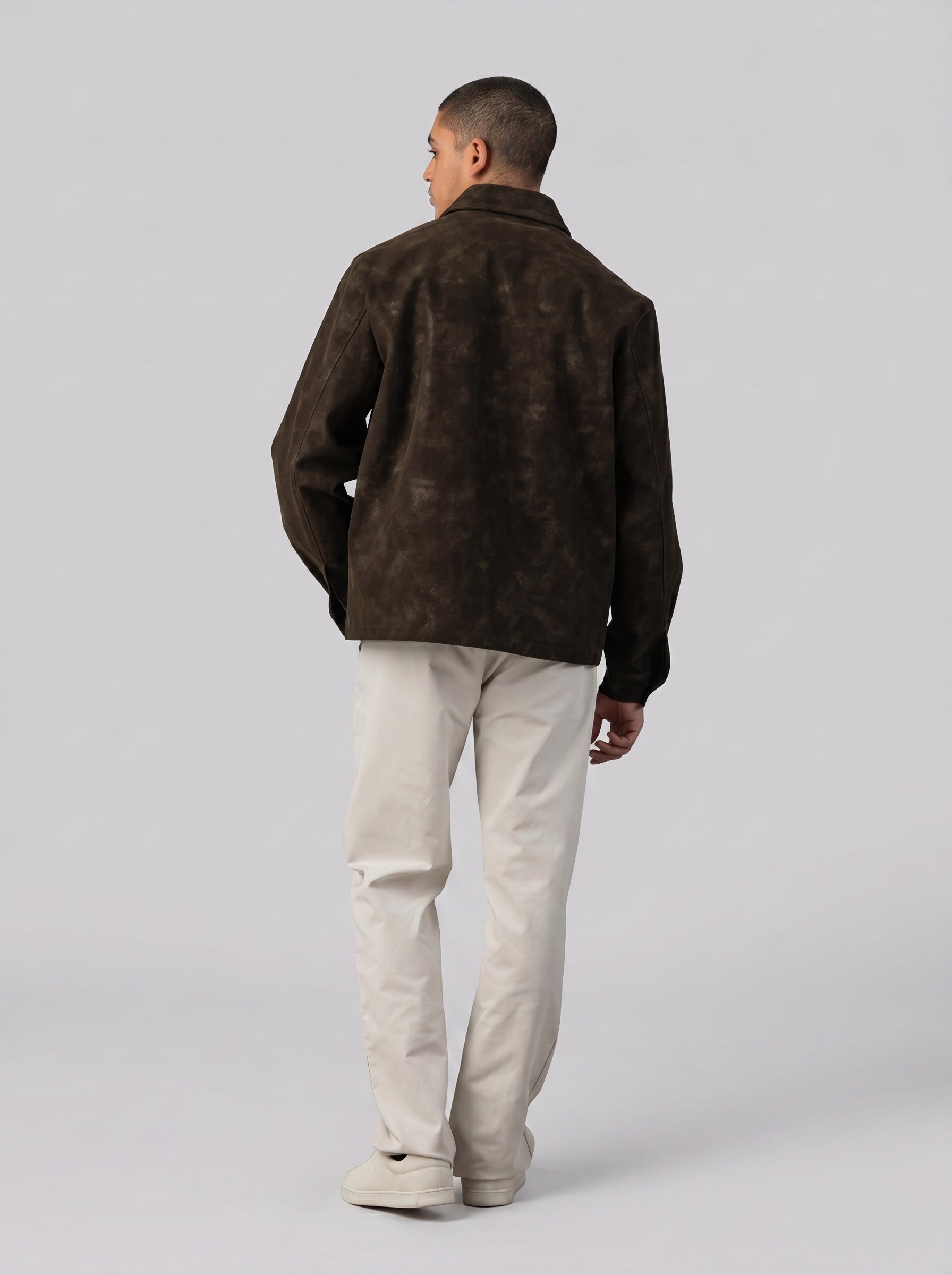 Statement Genuine Suede Jacket in Brown