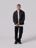 Structured Utility Oversize Waterproof Shirt in Black