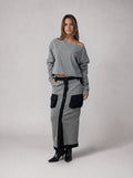 Suede Off-Shoulder Set in Grey