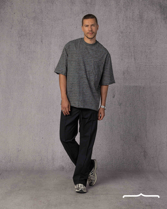 Vertical Striped Pocket T-Shirt in Washed Olive