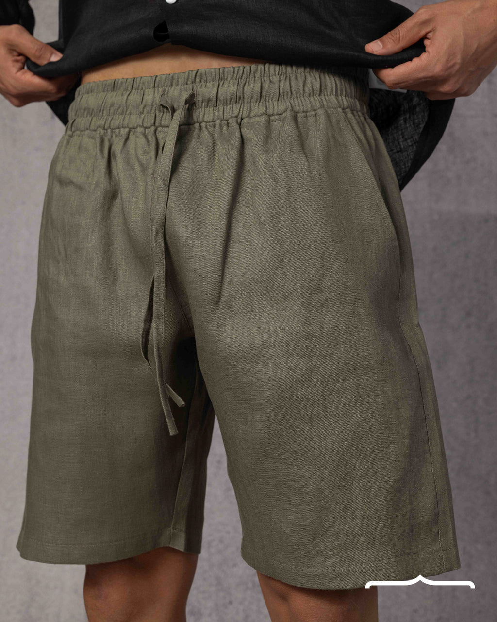 Linen short volume 2 in Olive