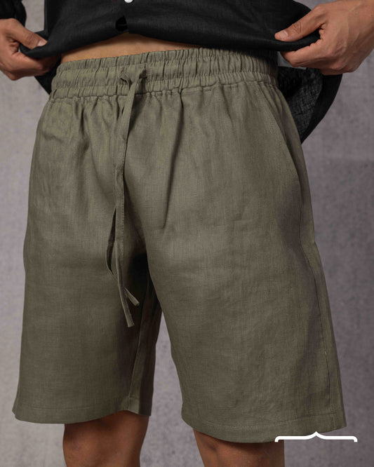 Linen short volume 2 in Olive