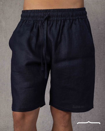 Linen short volume 2 in Navy blue