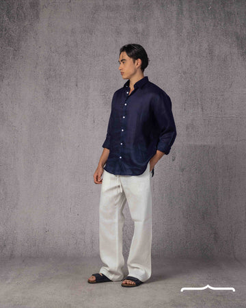 Classic Linen Shirt Volume 3 in Navy Blue