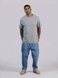 Textured Oversize T-Shirt Raw Edge Coller Dark Grey