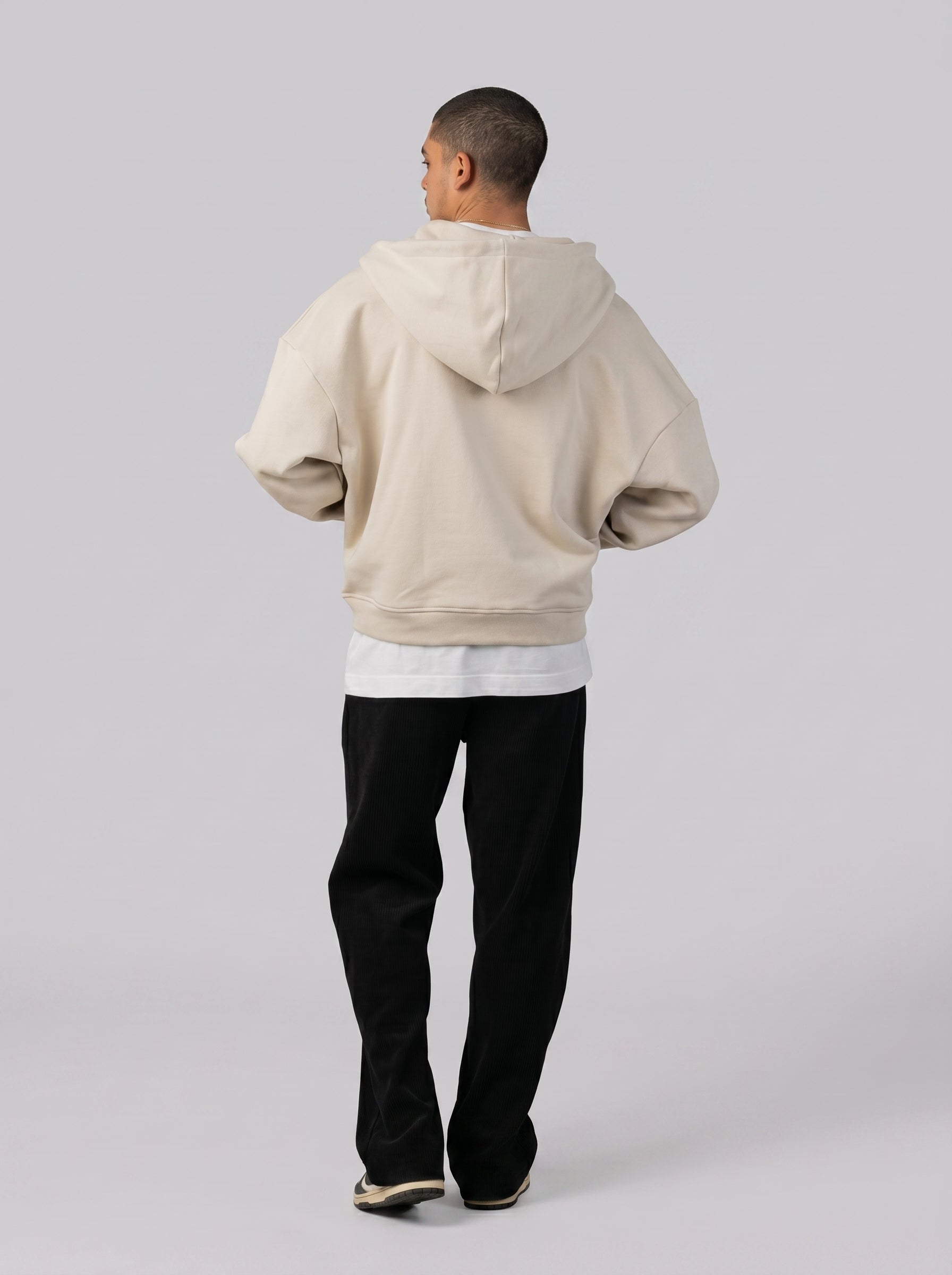Two-Way Zip Hoodie in Light Olive