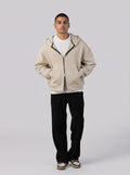 Two-Way Zip Hoodie in Light Olive