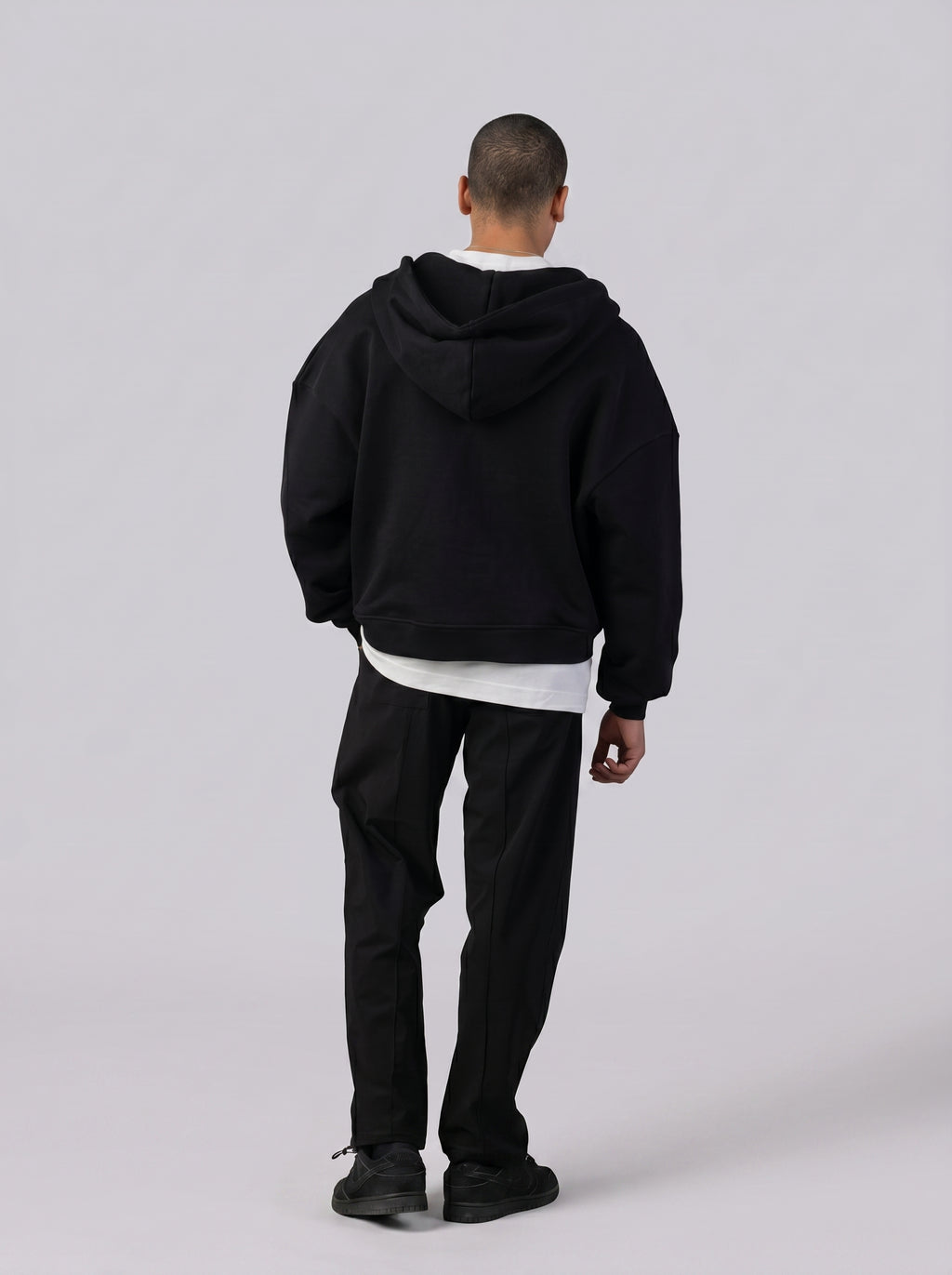 Two-Way Zip Hoodie in Black