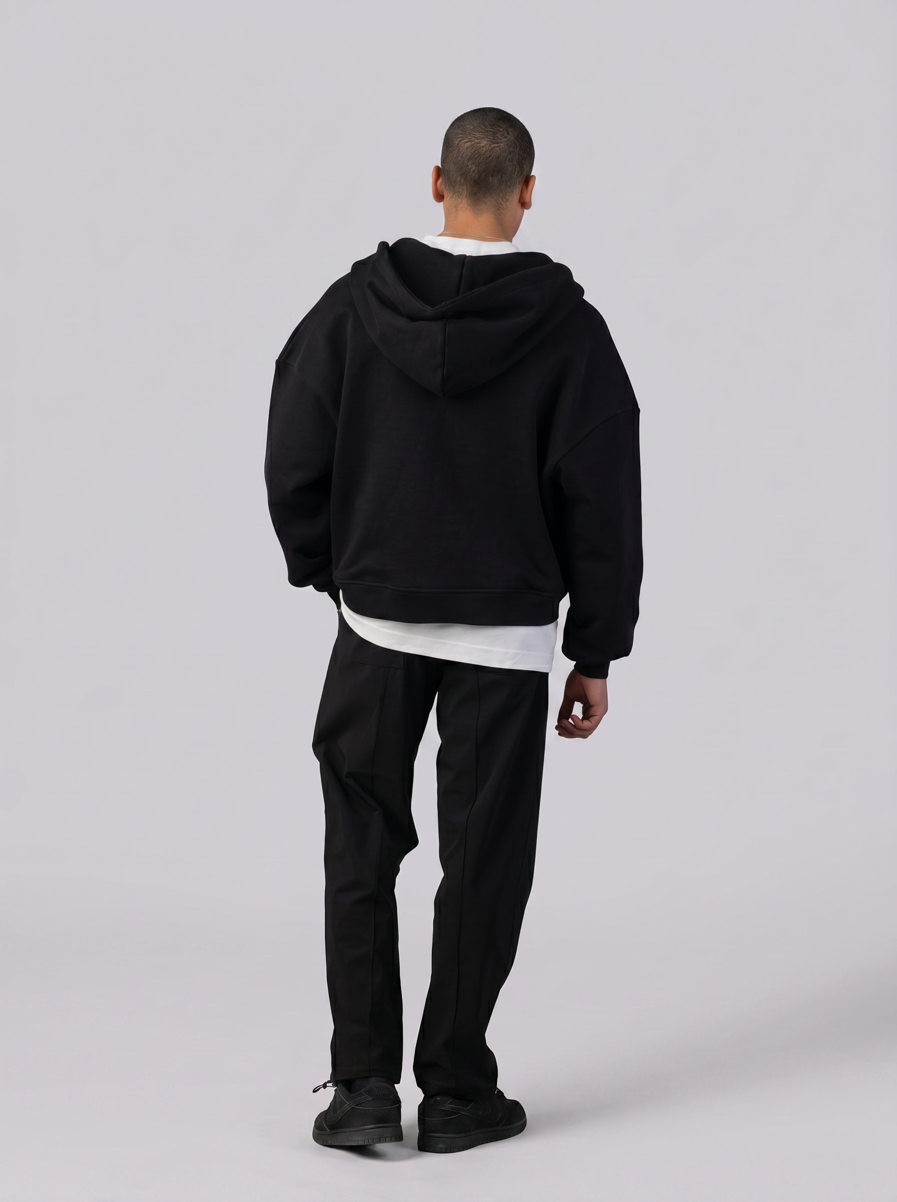 Two-Way Zip Hoodie in Black