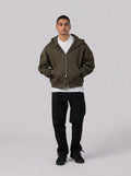 Two-Way Zip Hoodie in Dark Olive