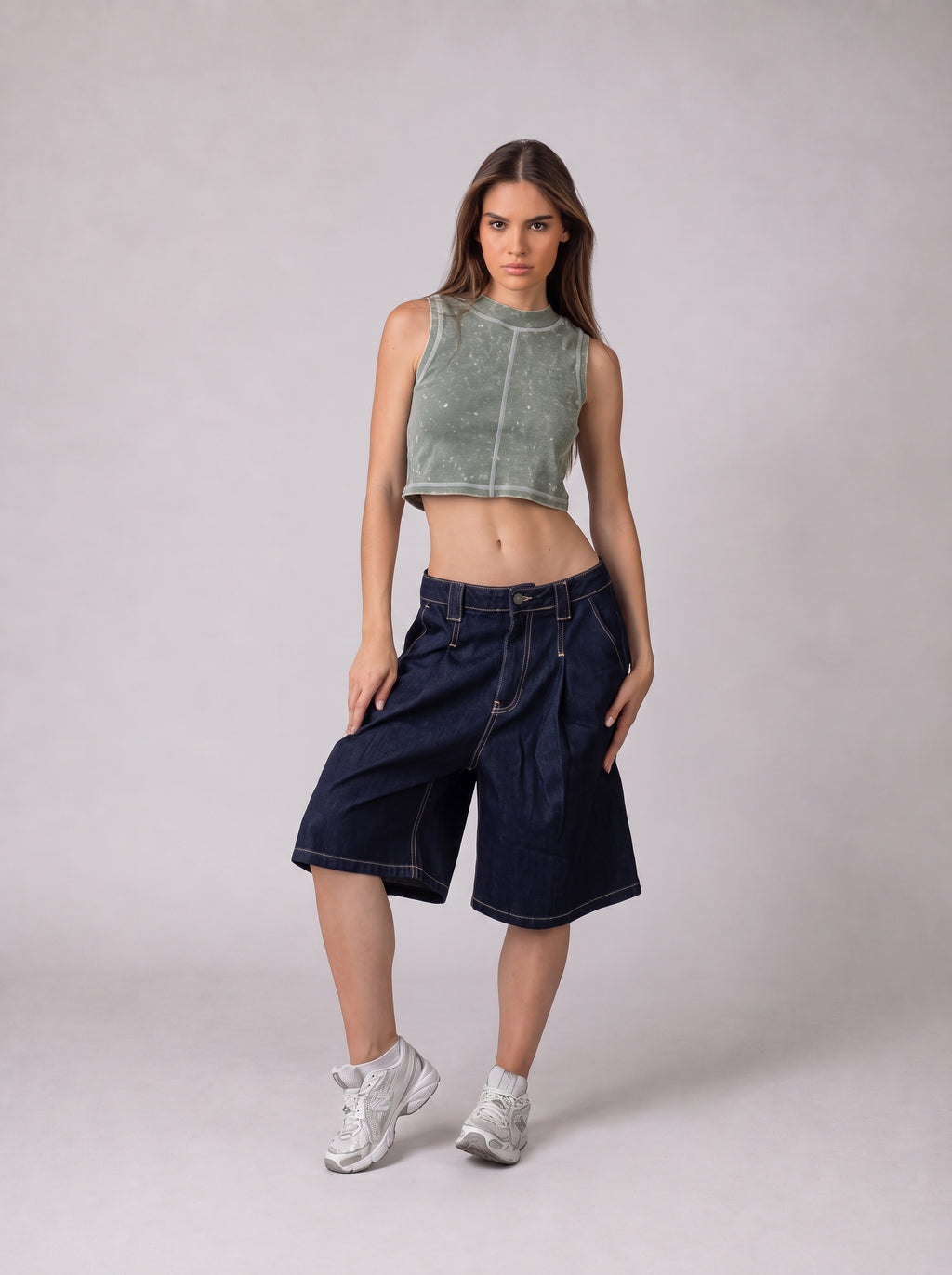 Washed Basic Crop top Mint Green