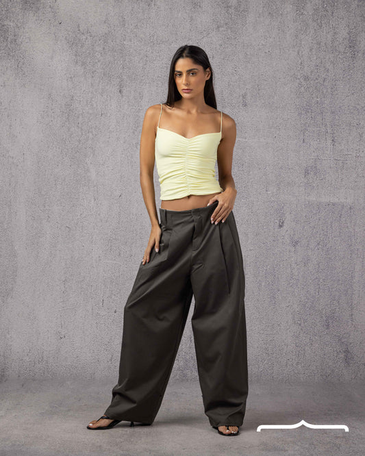 Drapé Slip Top in Butter Yellow