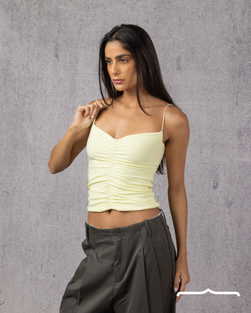Drapé Slip Top in Butter Yellow