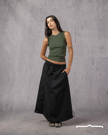 Raw Edge Ribbed Tank top in Olive