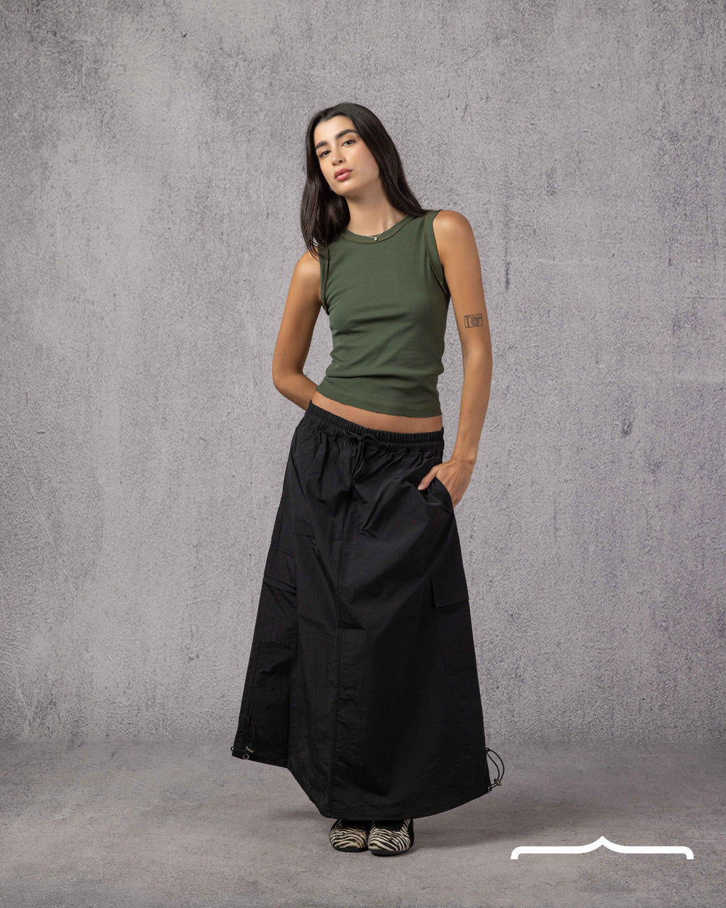 Cargo Adjustable Skirt Black