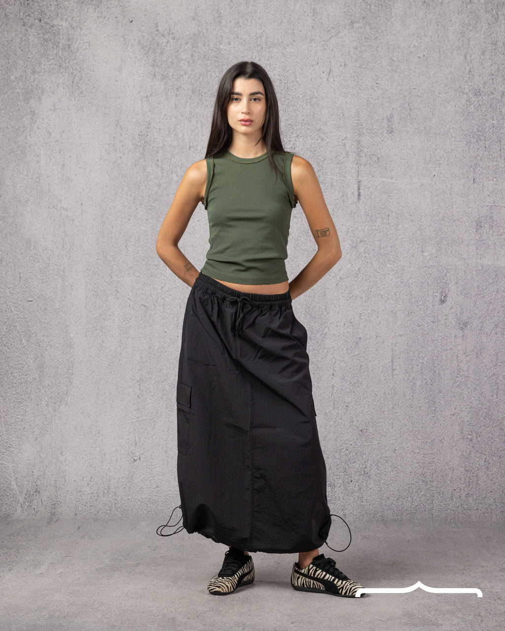 Cargo Adjustable Skirt Black