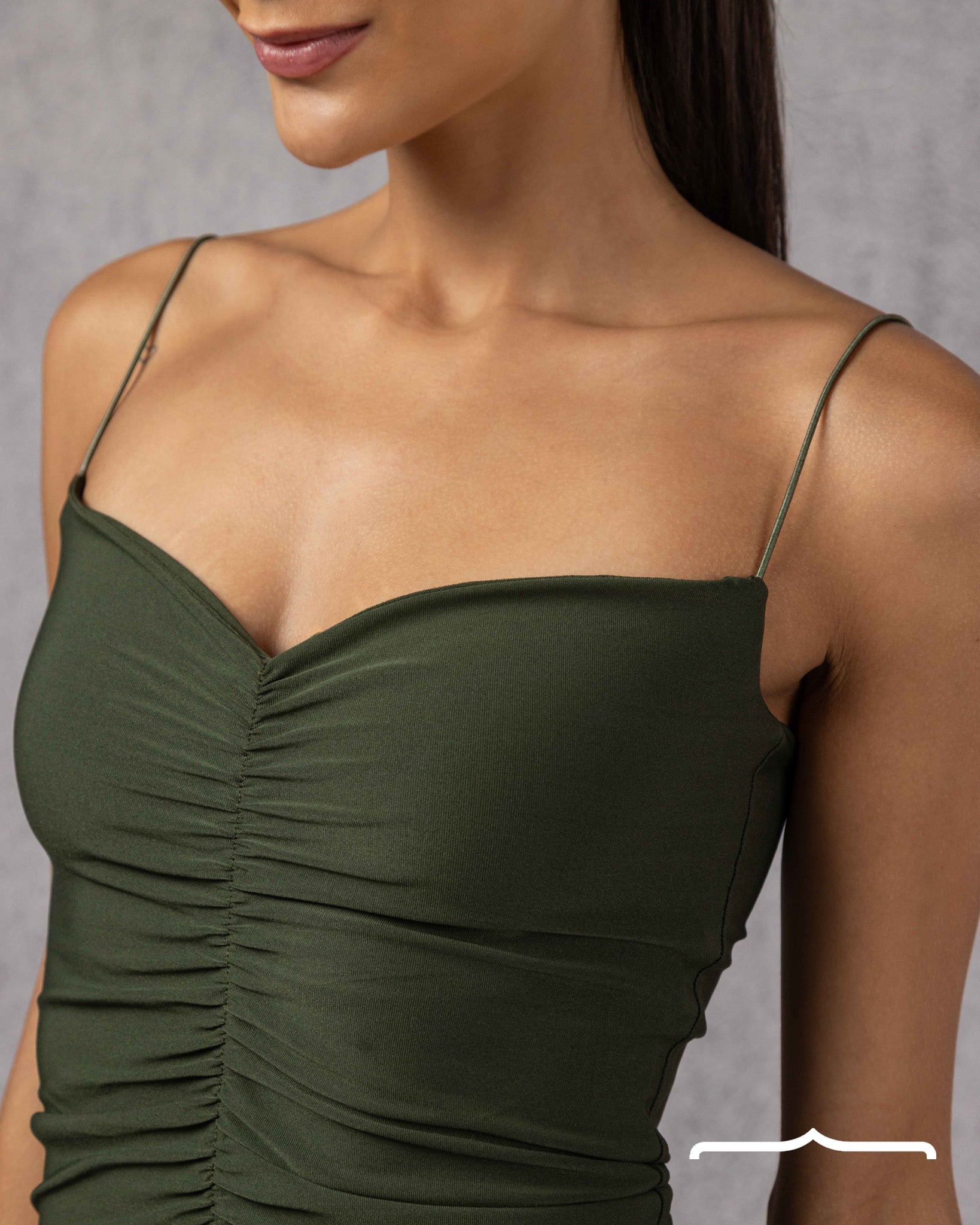 Drapé Slip Top in Olive