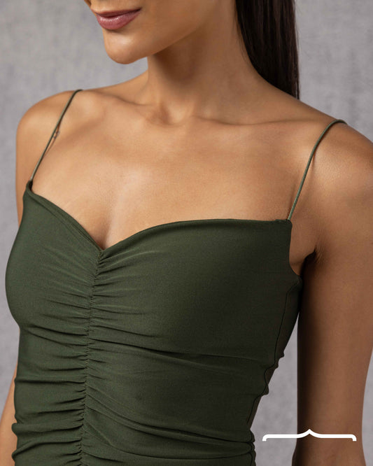 Drapé Slip Top in Olive
