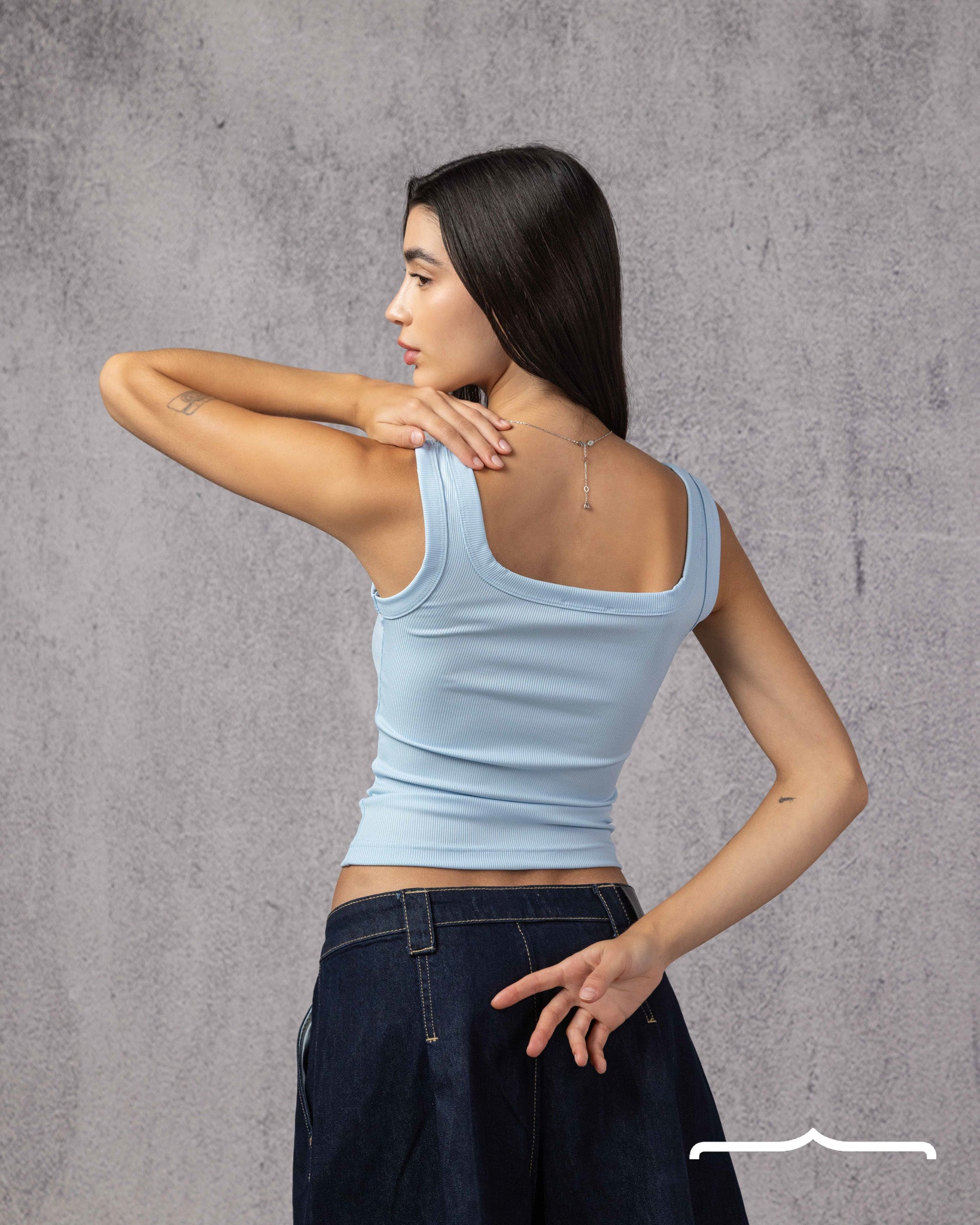 Ribbed Buttoned Top in Baby Blue