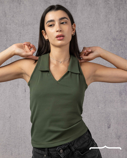 RIB V Core Top  in Olive
