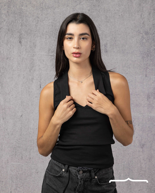 RIB V Core Top in Black