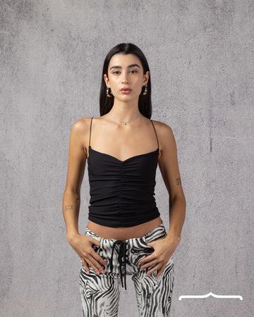 Drapé Slip Top in Black