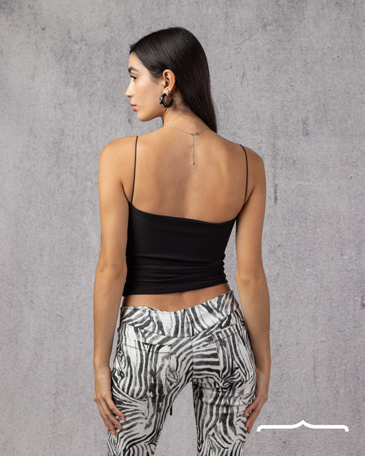 Drapé Slip Top in Black