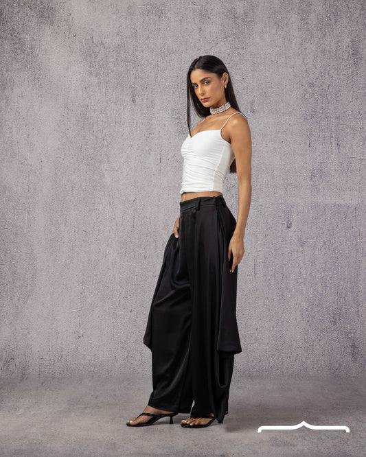 DRAPÉ Satin Pants in Black