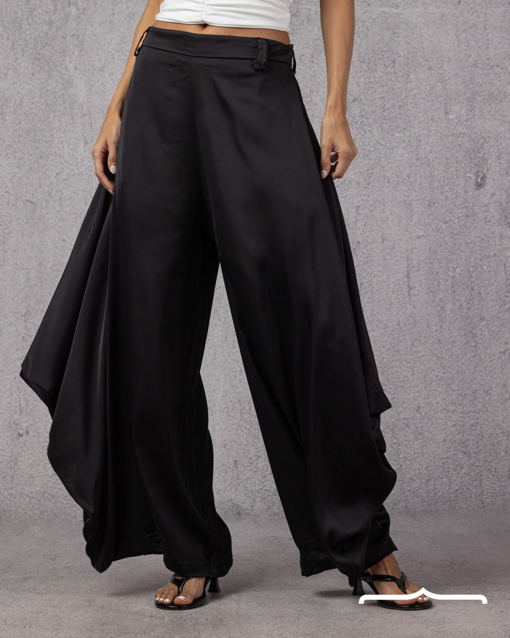 DRAPÉ Satin Pants in Black
