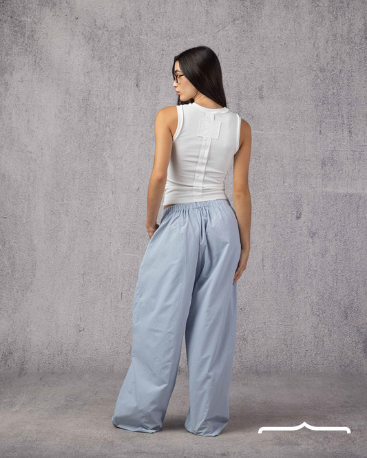 Buttoned Checkered oversize Pants in Baby Blue