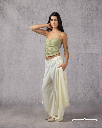 DRAPÉ Satin Pants in Cream