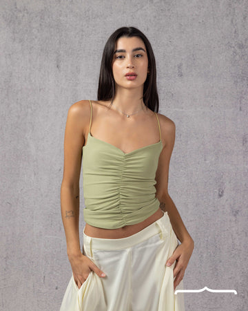 Drapé Slip Top in Mint Green