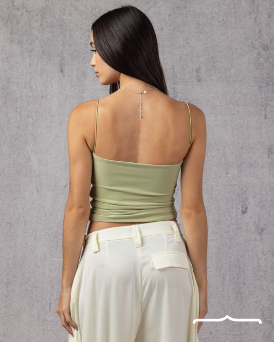 Drapé Slip Top in Mint Green